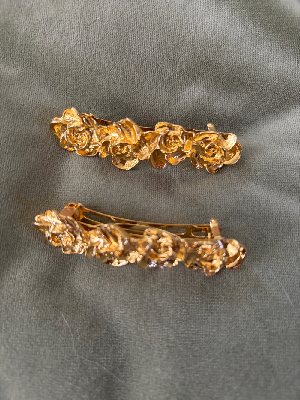 New 2 3/4 Inch Gold Floral Rose Barrette Hair Clips - Women Accessories